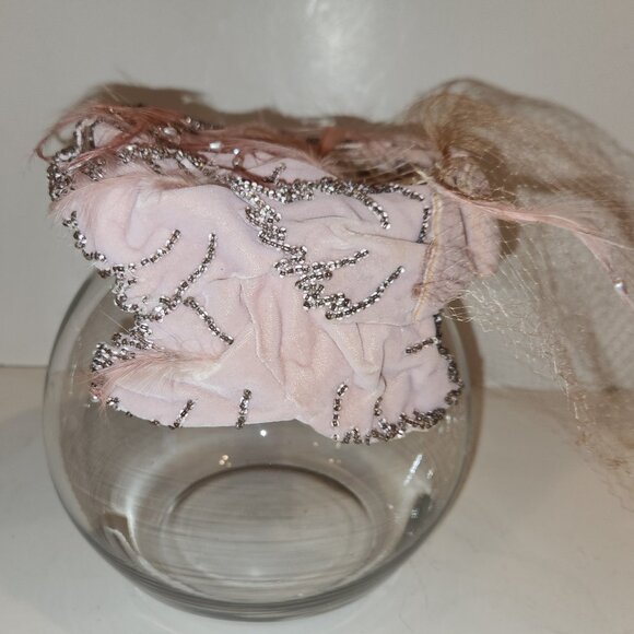 Vintage Hat with Net, Feathers, Beads *AS IS READ* main image 9